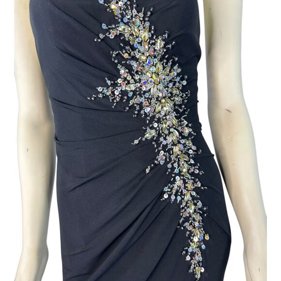 Xcite Black Strapless ruched sequined prom dress sexy lpw back size 4 - Picture 5 of 16